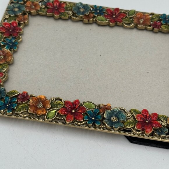 4 x 6 enameled photo frame flower floral home decor colorful blue red green - Picture 6 of 12